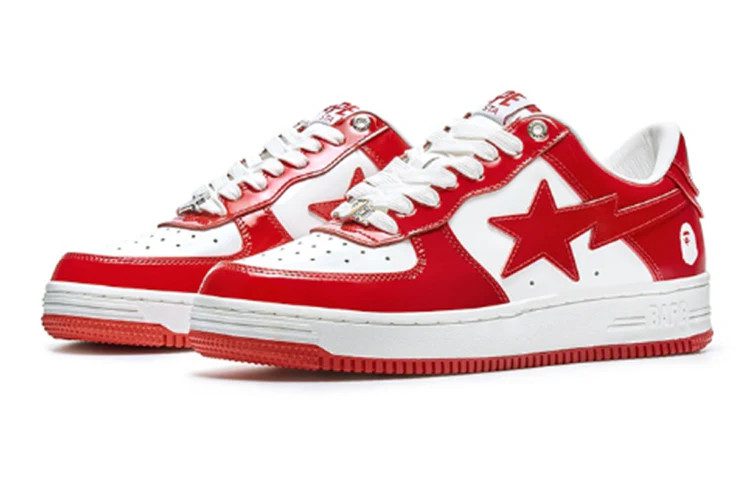 A BATHING APE BAPE STA Leather Low 'Red White' (foto 2)