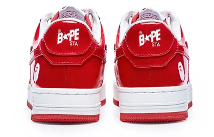 A BATHING APE BAPE STA Leather Low 'Red White' (foto 3)