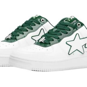 A BATHING APE Bape STA Leather Low ‘White Green’
