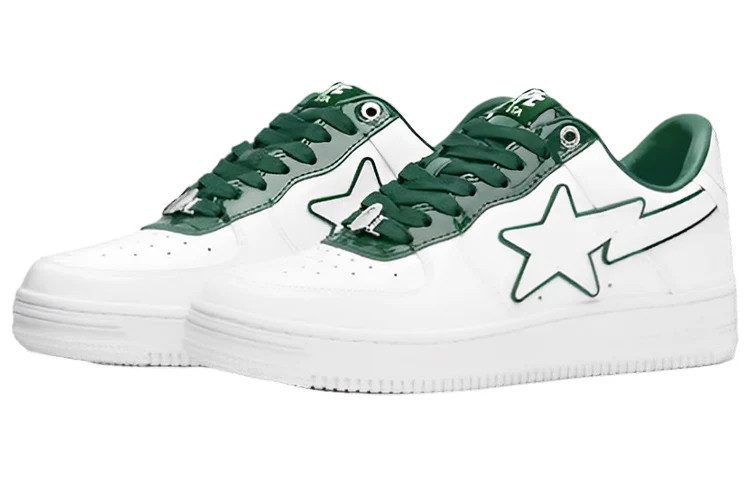 A BATHING APE Bape STA Leather Low 'White Green' (foto 2)