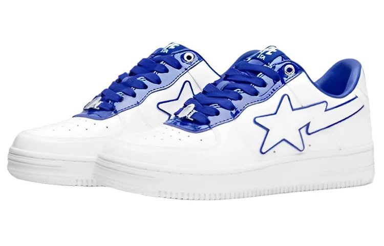 A BATHING APE Bape Sta Leather Low 'White Blue' (foto 2)