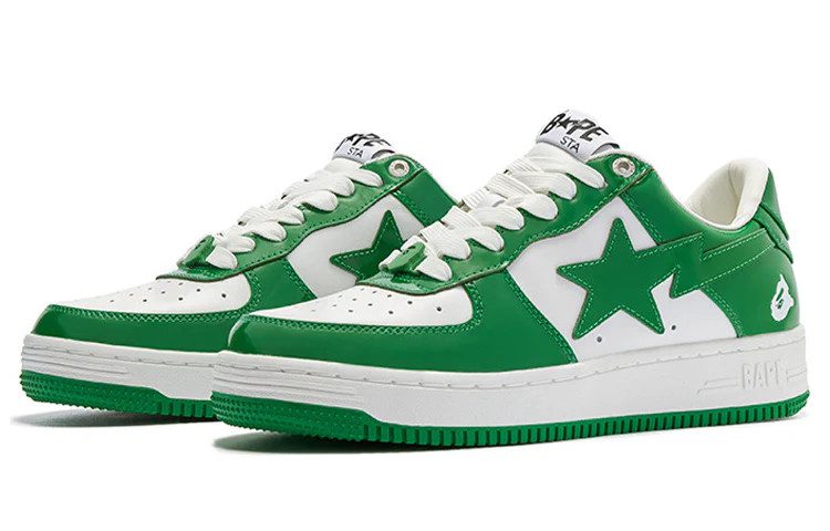 A BATHING APE Bape Sta Patent Leather 'Green White' (foto 3)