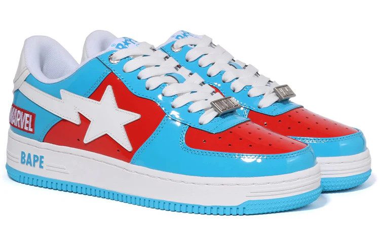 A BATHING APE x Marvel Bape Sta Low 'Blue Captain America' (foto 2)