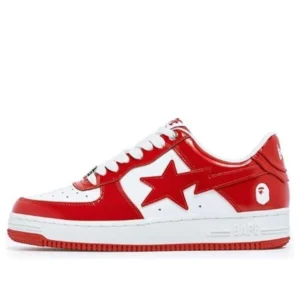 A BATHING APE BAPE STA Leather Low ‘Red White’