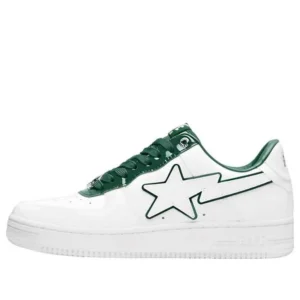A BATHING APE Bape STA Leather Low ‘White Green’