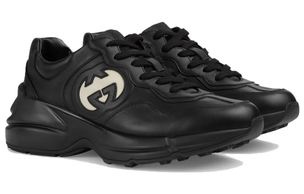 Rhyton Leather Sneakers 'Black White' (foto 5)